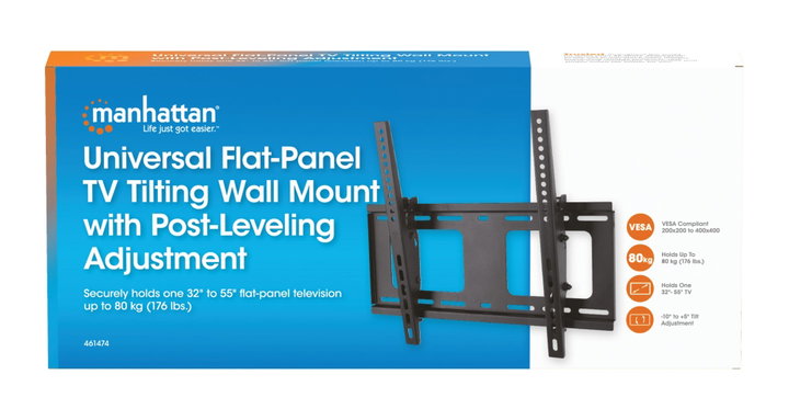 Supporto a Muro Inclinabile con Regolazione Altezza TV LED LCD 32-55" Nero - Manhattan ICA-PLB 474