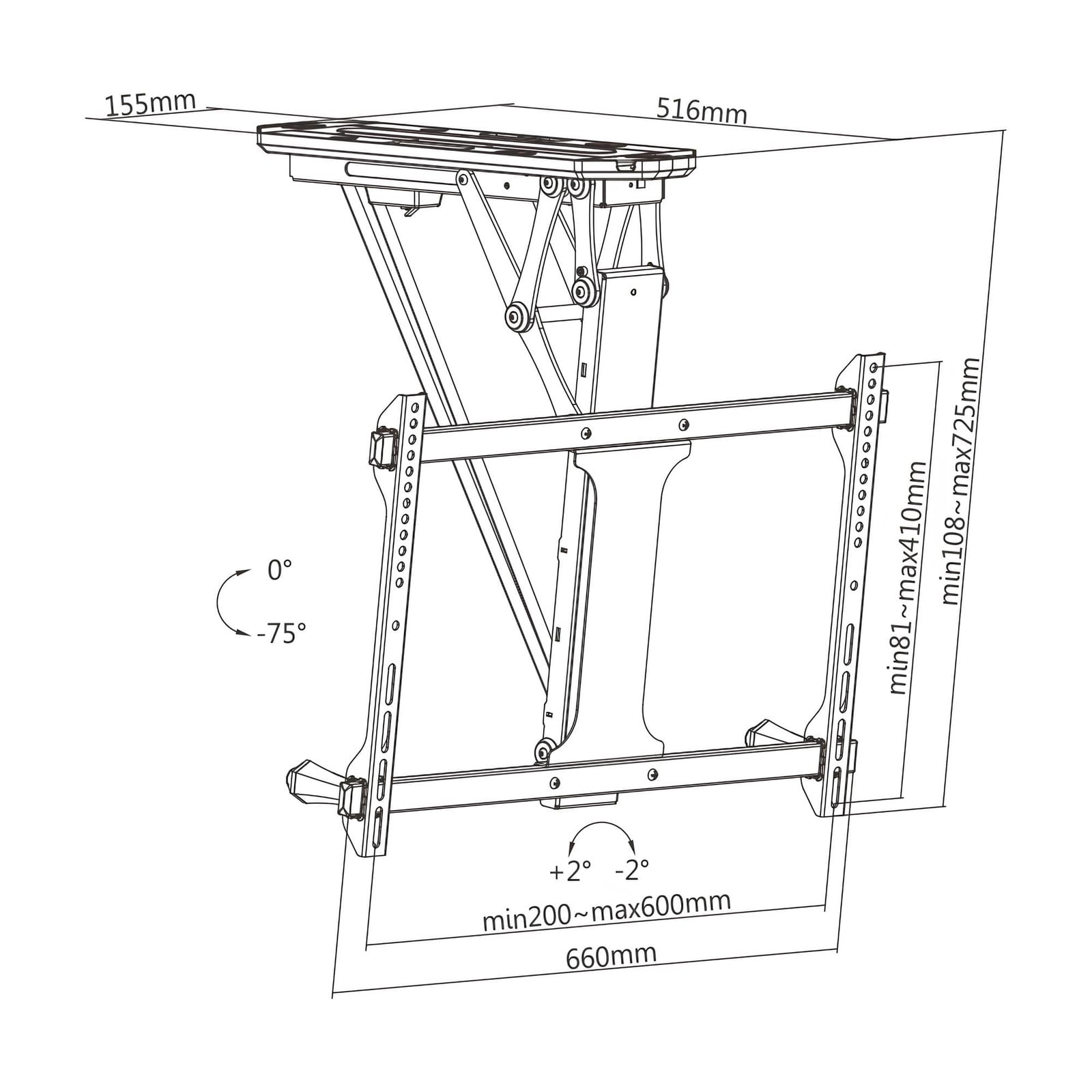 Supporto TV Motorizzato da Soffitto Inclinabile Integrazione Smart Home per TV da 32 a 70'' - Techly ICA-PLB 546M