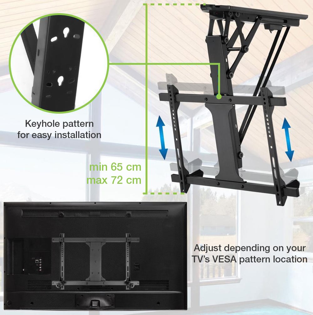 Supporto TV Motorizzato da Soffitto Inclinabile Integrazione Smart Home per TV da 32 a 70'' - Techly ICA-PLB 546M