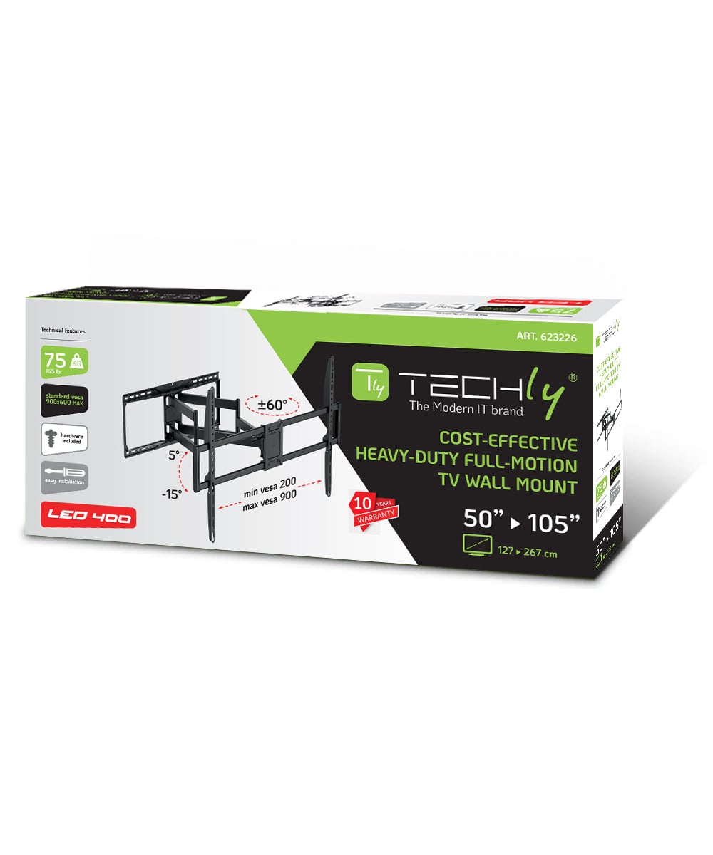 Supporto Universale a Muro per TV LED/LCD 50-105'' Full-Motion - Techly ICA-PLB 696