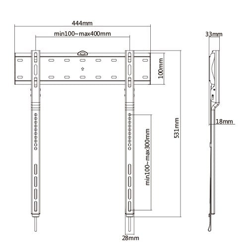 Supporto fisso da Muro Ultra-Slim per TV LED/LCD 32-65'' - Techly ICA-PLB 734F