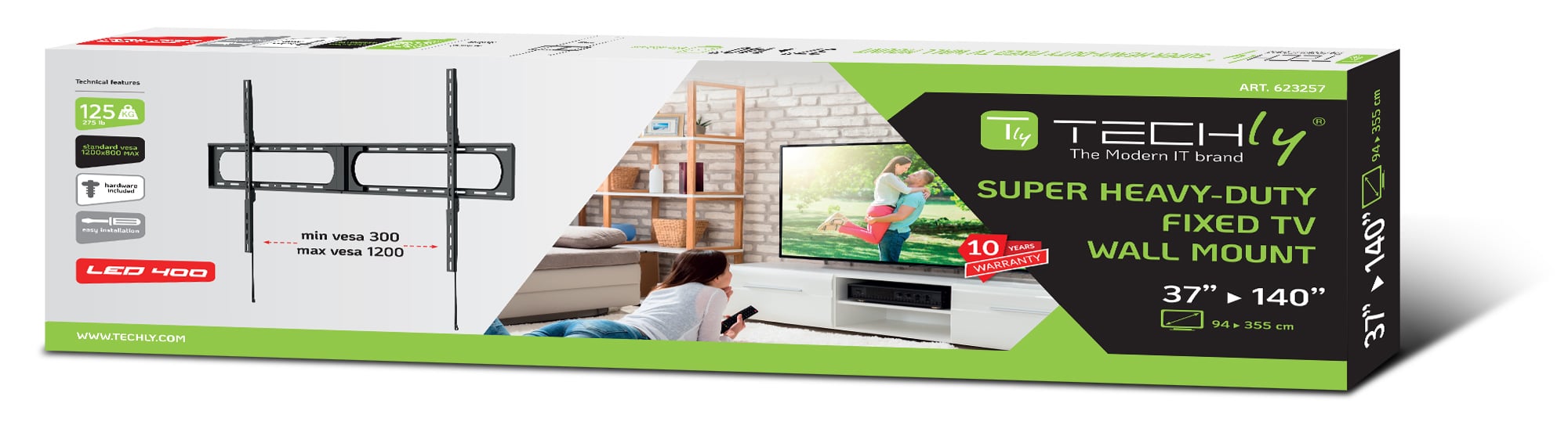 Supporto Fisso da Parete LED/LCD 37-140'' Nero - Techly ICA-PLB 812F