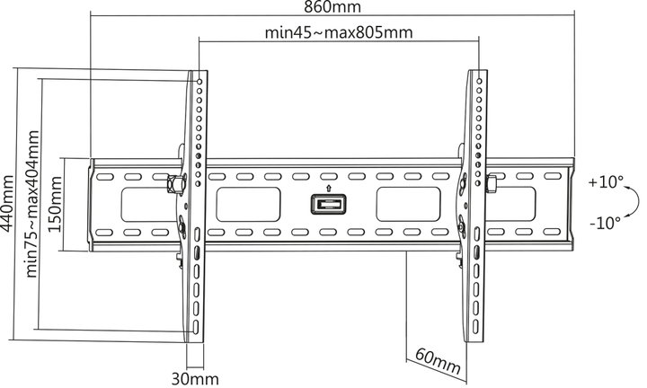 Supporto Universale Inclinabile da Parete per TV Flat-Panel 37-90" - Manhattan ICA-PLB 830BM