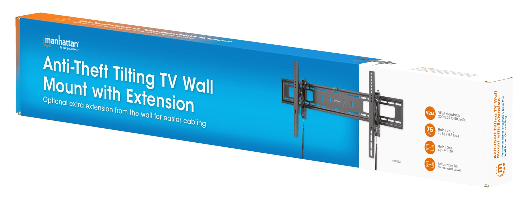 Staffa a Muro per TV 43-90'' Inclinabile Antifurto ed Estensibile - Manhattan ICA-PLB 863MH