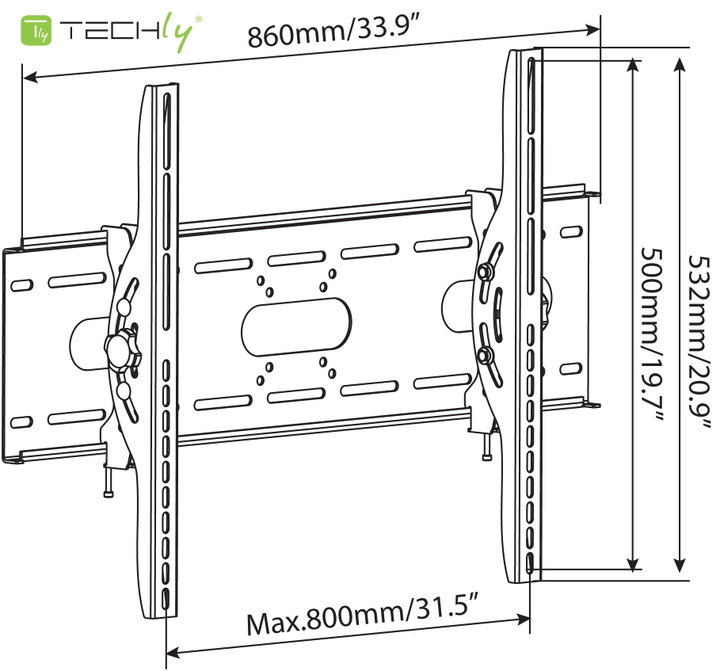 Supporto a muro inclinabile per TV 42-80" VESA fino a 800x500 - Techly ICA-PLB 890