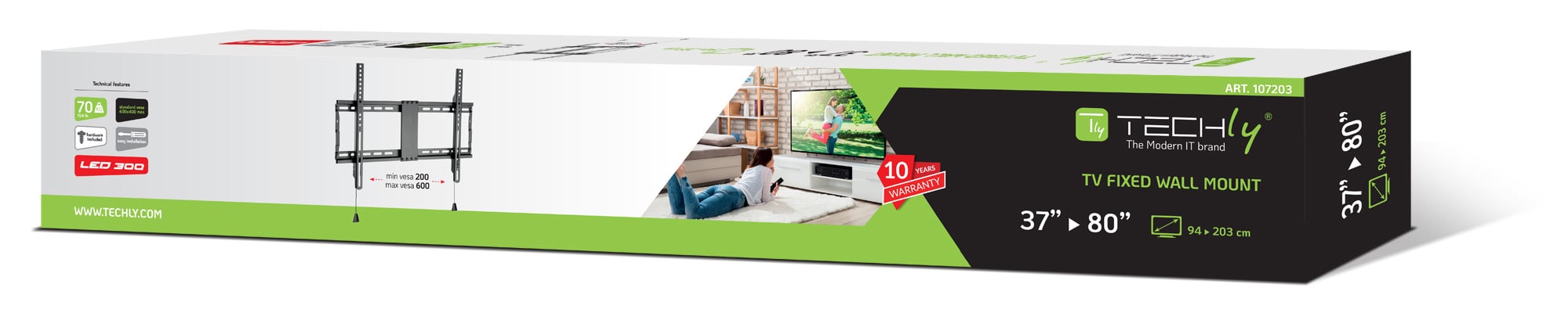 Staffa a Muro Fissa TV LED LCD 37-80'' - Techly ICA-PLB 946F