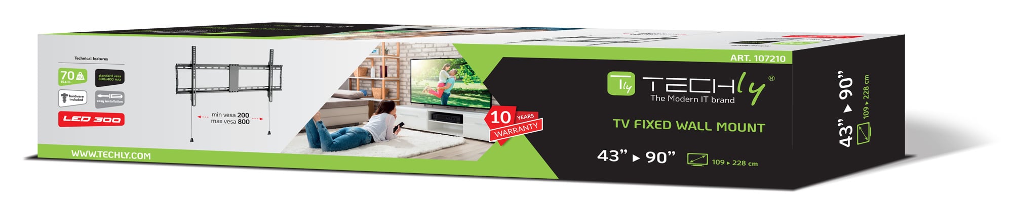 Staffa a Muro Fissa TV LED LCD 43-90'' - Techly ICA-PLB 948F