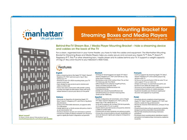 Staffa di supporto per smart streaming box e lettori multimediali - Manhattan ICA-PLB MEDIA-02