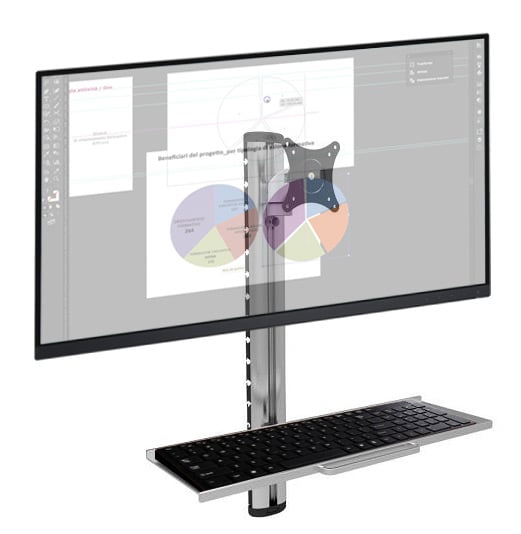Postazione di lavoro a parete con supporto monitor e ripiano tastiera - Techly ICA-PLW 01