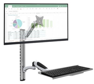 Wall-mounted workstation with monitor support and extendable keyboard shelf - Techly ICA-PLW 02