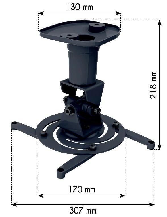Staffa Universale a Soffitto per Proiettore, Nero - Techly ICA-PM 100BK