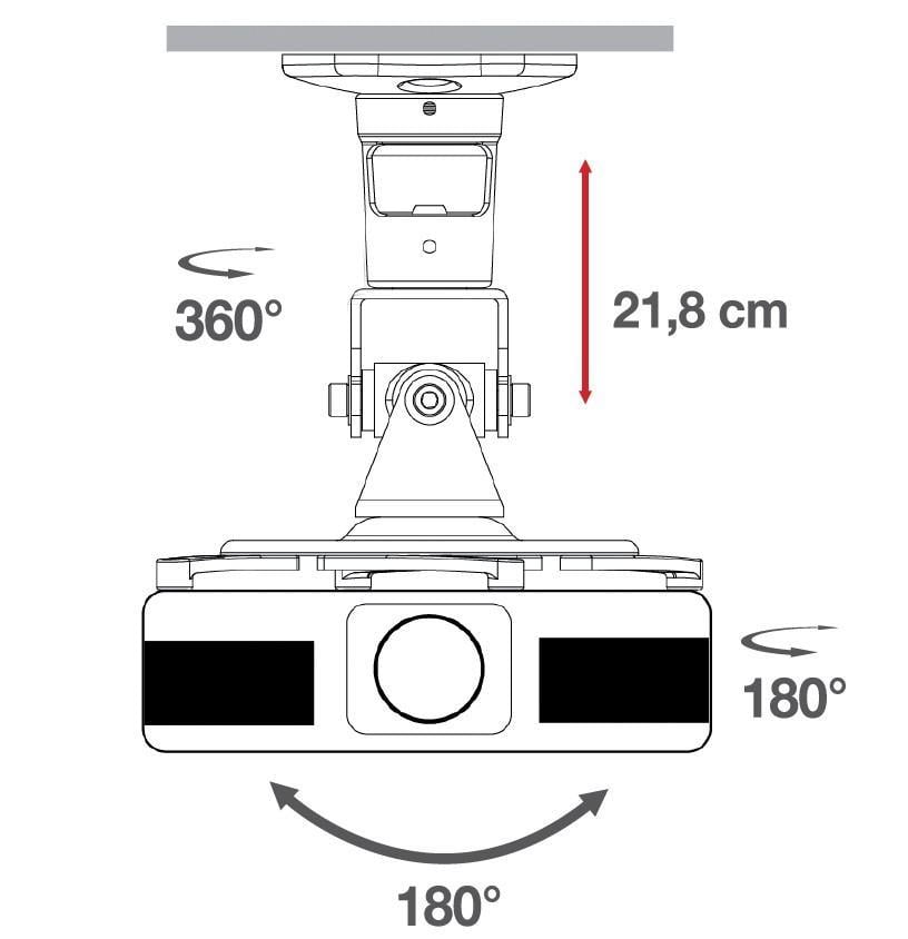 Staffa Universale a Soffitto per Proiettore, Nero - Techly ICA-PM 100BK