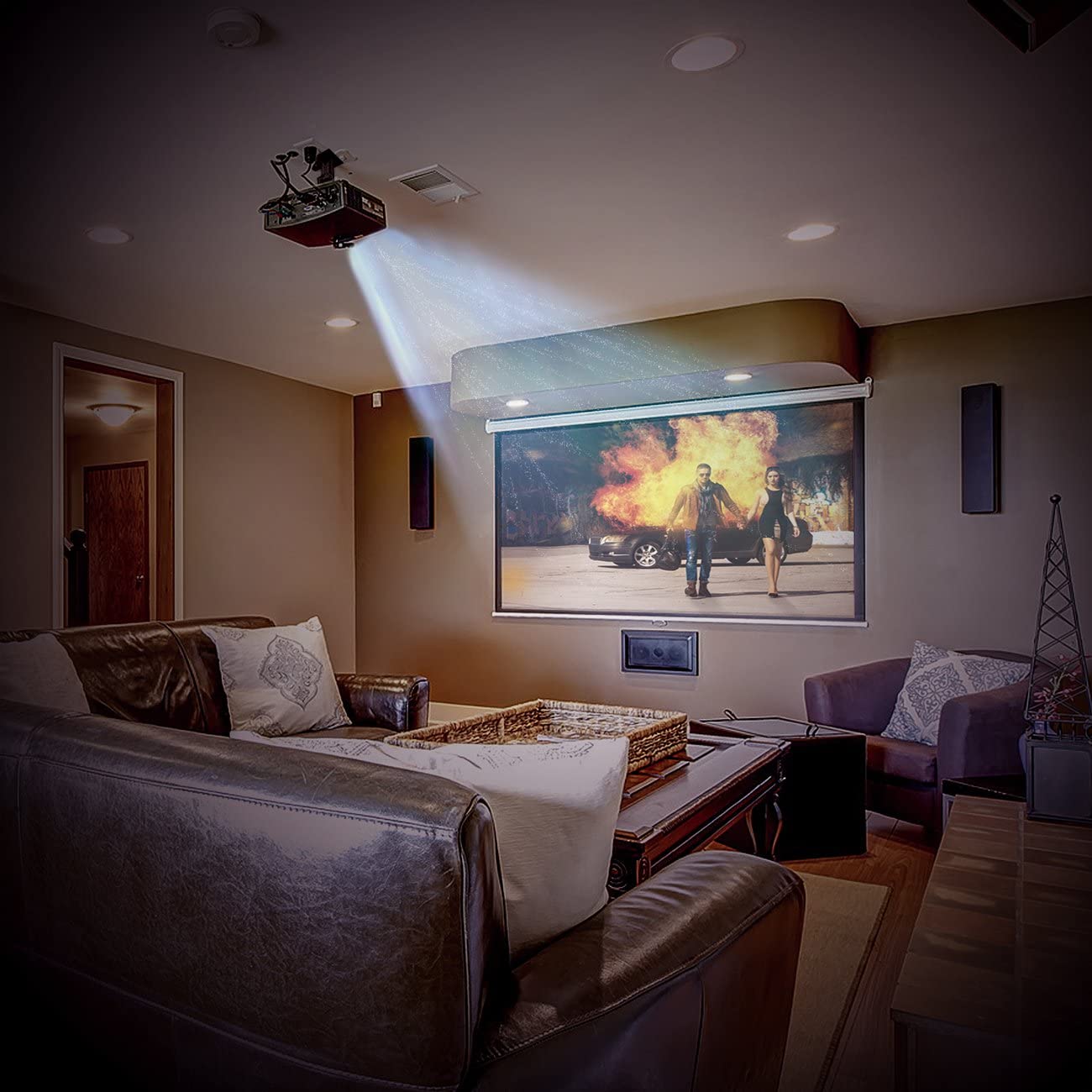Staffa Universale a Soffitto per Proiettore, Nero - Techly ICA-PM 100BK