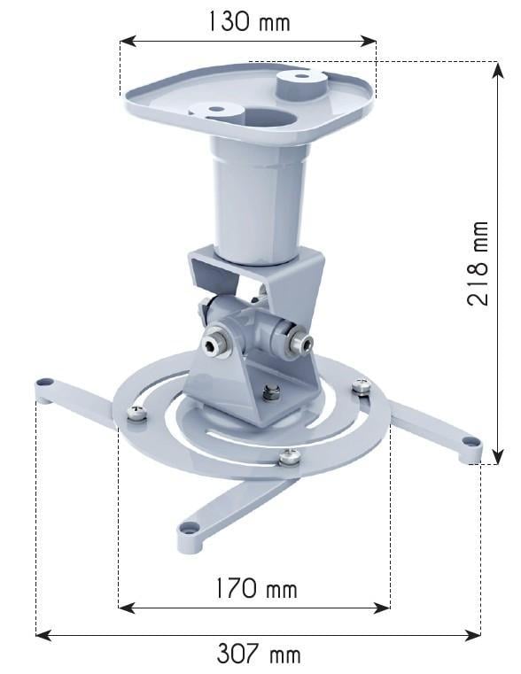 Staffa Universale a Soffitto per Proiettore, Bianco - Techly ICA-PM 100WH