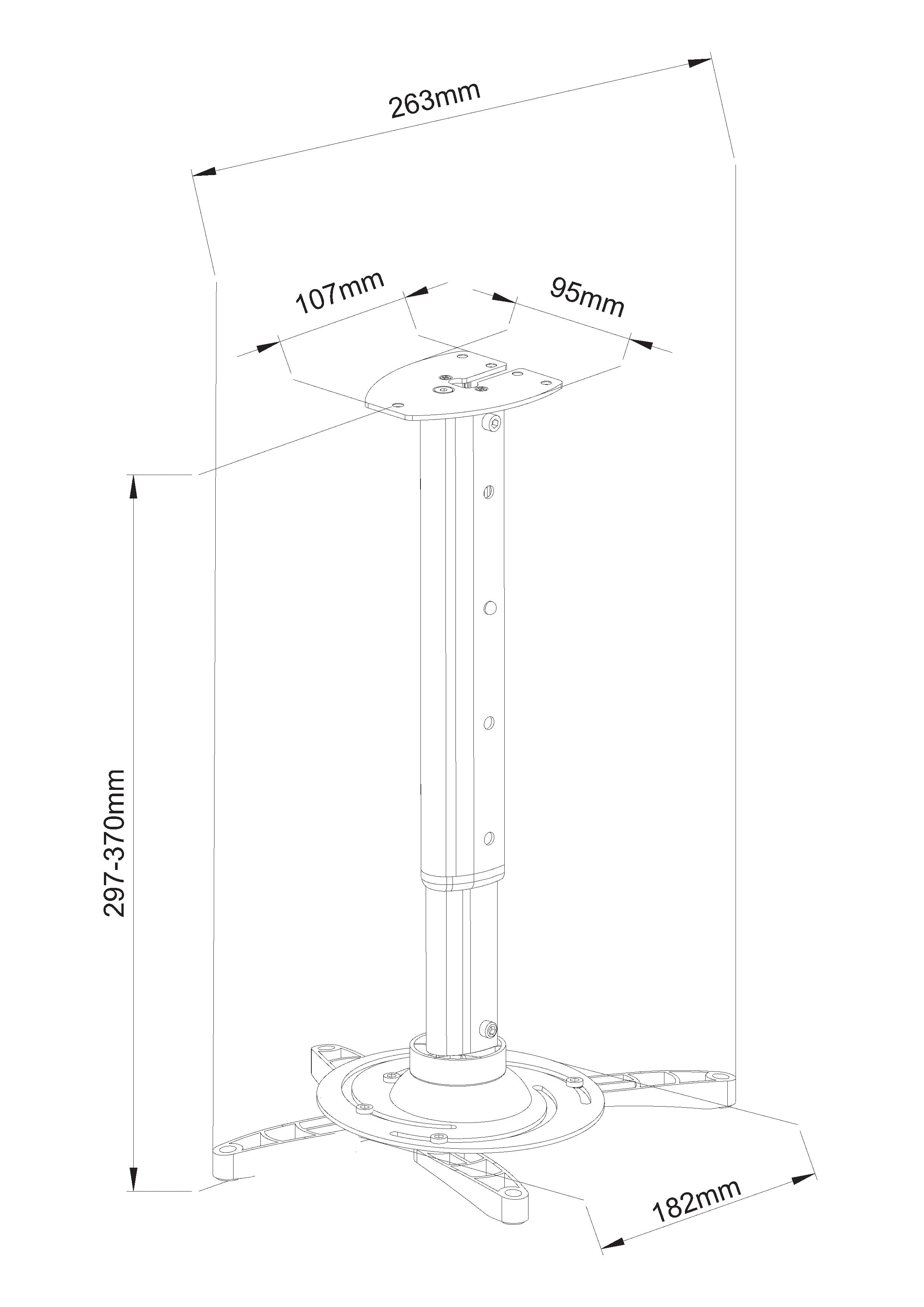 Supporto a Soffitto per Proiettori Estensione 30-37 cm Silver - Techly ICA-PM 102S