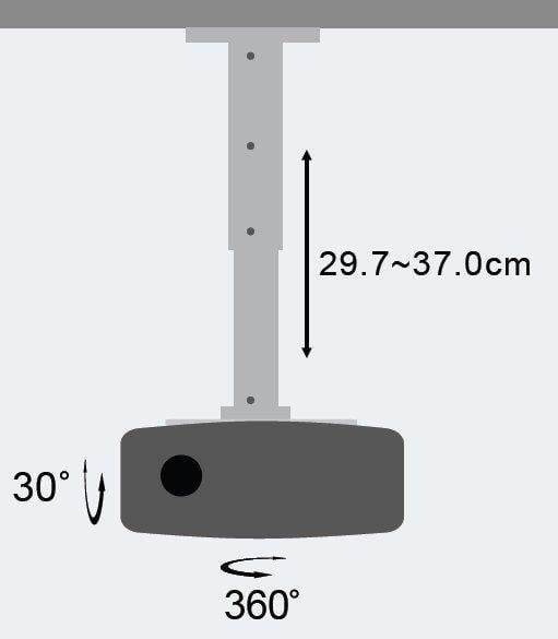 Supporto a Soffitto per Proiettori Estensione 30-37 cm Silver - Techly ICA-PM 102S