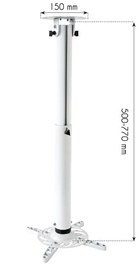 Supporto a Soffitto per Proiettori Estensione 500-770 mm Bianco - Techly ICA-PM 104MW