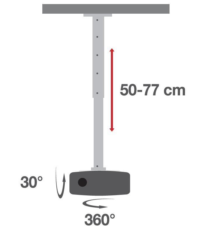 Supporto a Soffitto per Proiettori Estensione 500-770 mm Bianco - Techly ICA-PM 104MW
