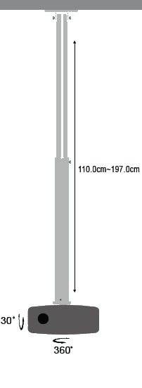 Supporto a soffitto profess. per proiettori estensione 110 - 197 cm - Techly ICA-PM 104XL