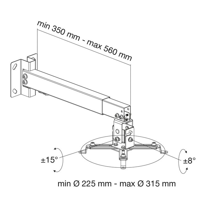 Staffa universale per proiettori a parete/soffitto silver - Techly ICA-PM 16