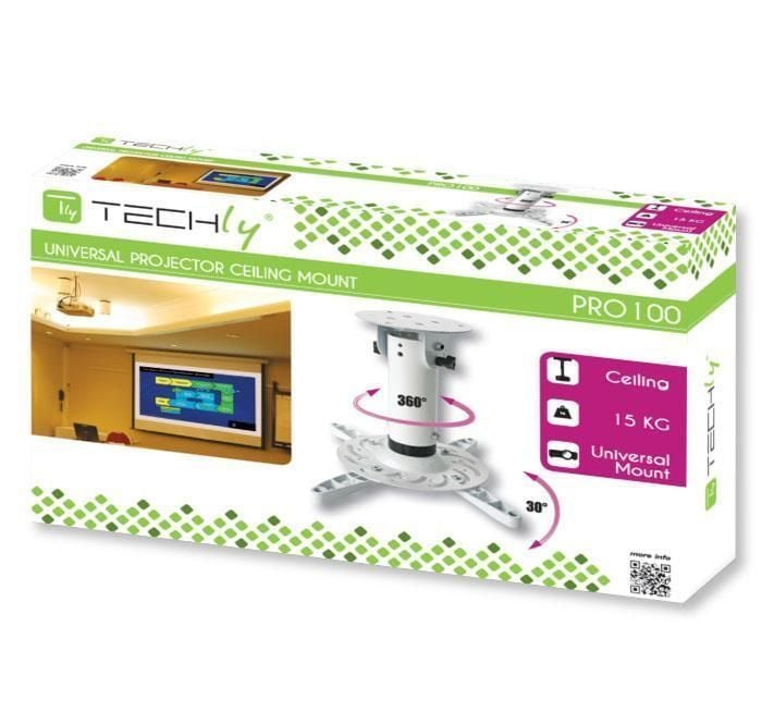 Staffa Universale a Soffitto per Proiettori Bianco - Techly ICA-PM 200WH