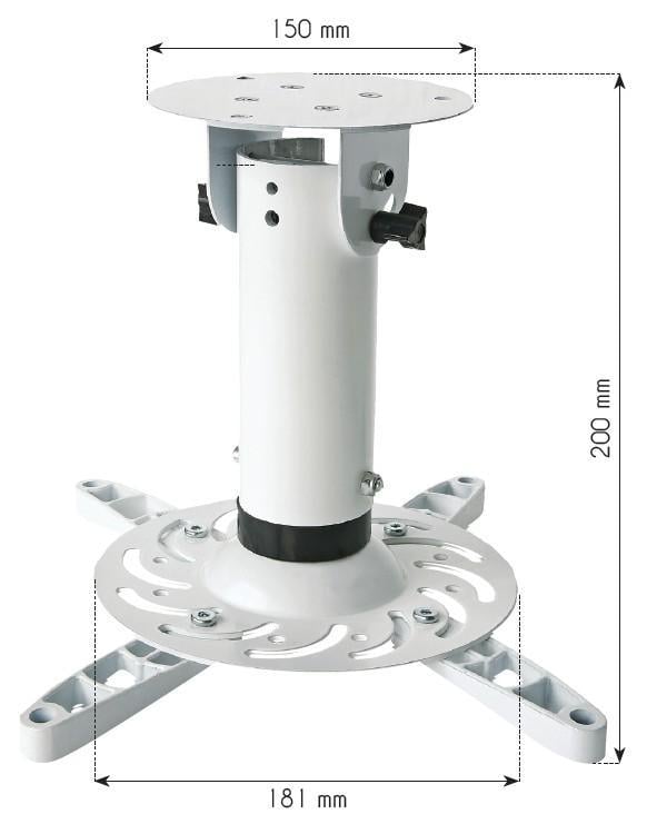 Staffa Universale a Soffitto per Proiettori Bianco - Techly ICA-PM 200WH