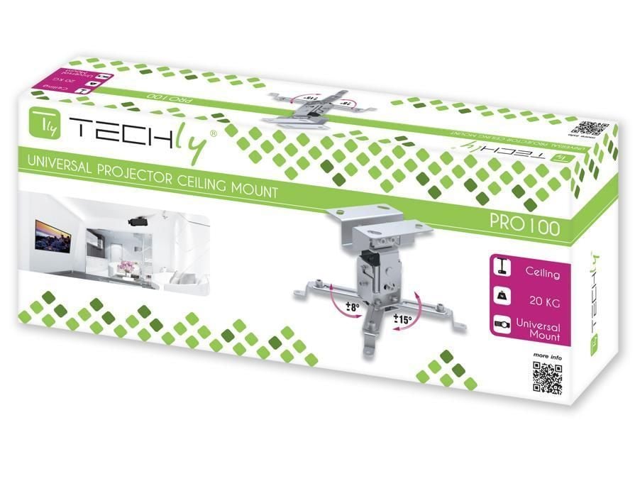 Supporto a Soffitto per Proiettori 130 mm Silver - Techly ICA-PM 2S