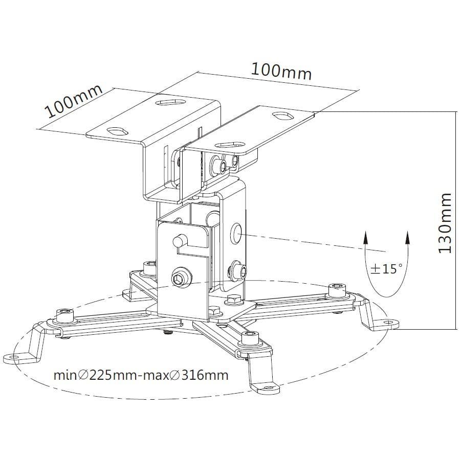 Supporto a Soffitto per Proiettori 130 mm Silver - Techly ICA-PM 2S