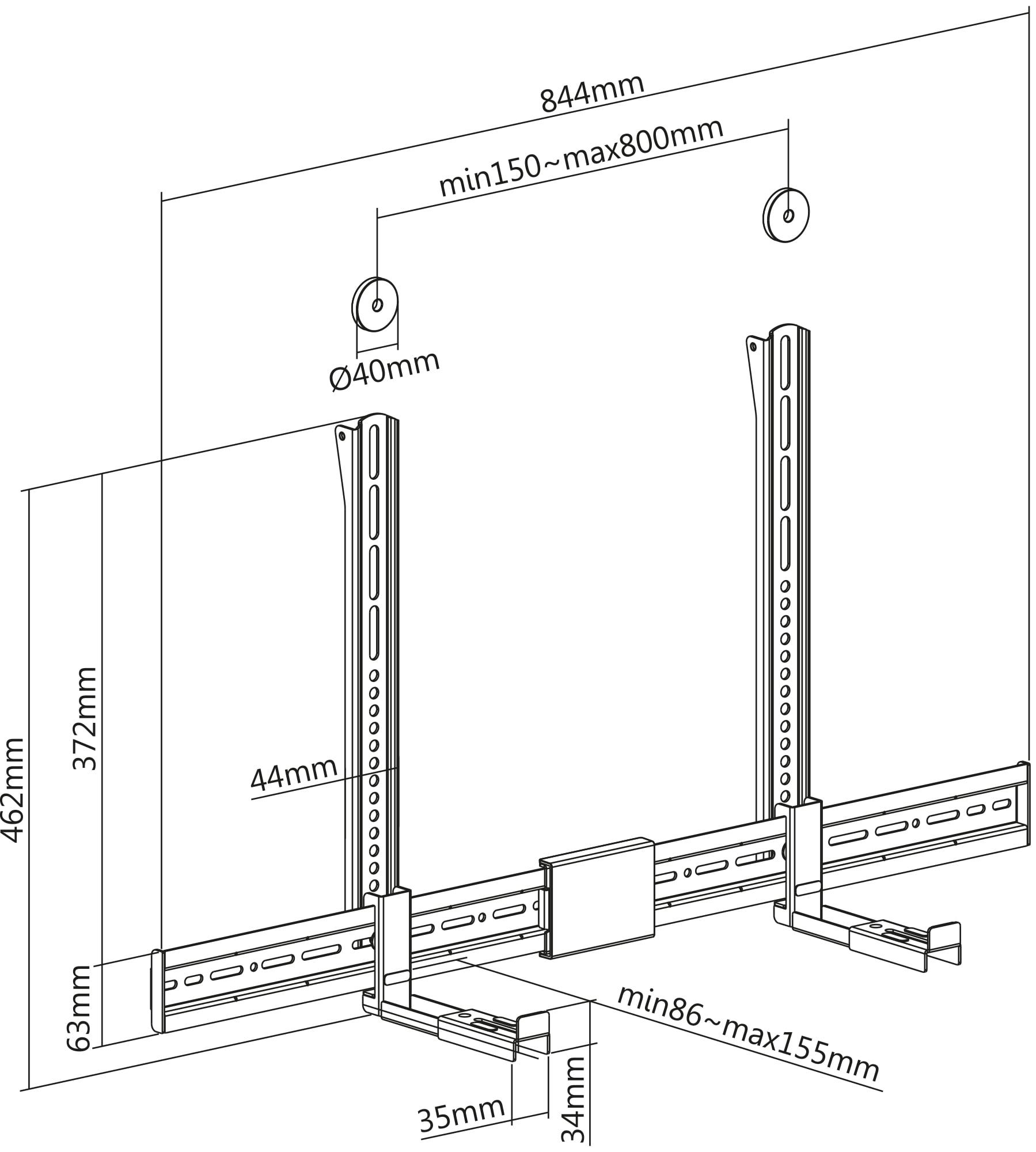 Supporto Universale per Soundbar da Muro Max VESA 800x400 - Manhattan ICA-SP-SB05