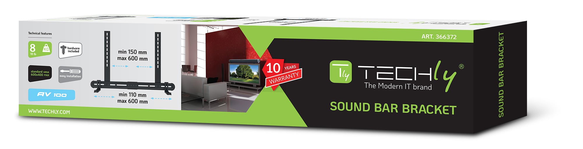Supporto Universale per Soundbar da Muro o Staffa Max VESA 600x400 - Techly ICA-SP-SB06