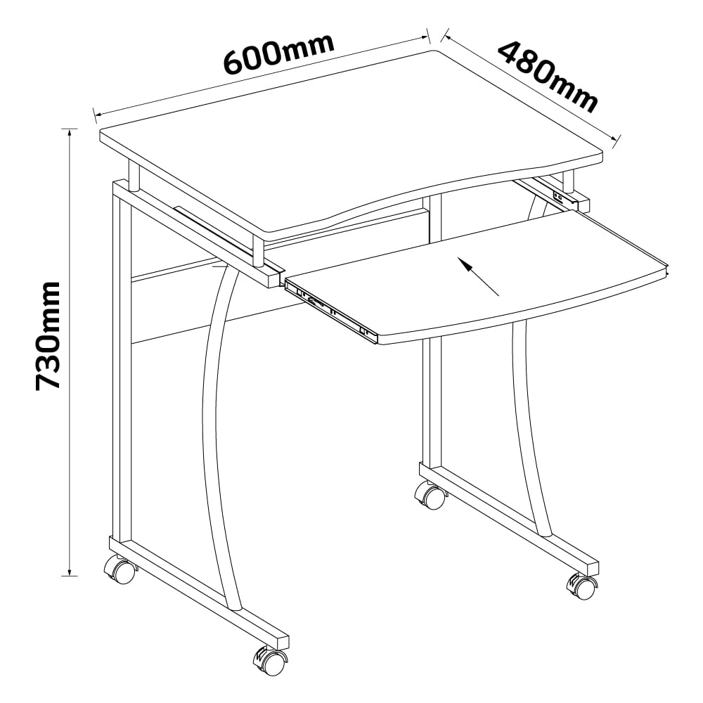 Scrivania Compatta con Ripiano Estraibile per Tastiera - Techly ICA-TB 131B