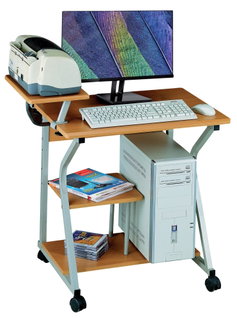 Compact computer desk with beech wheels - Techly ICA-TB 218