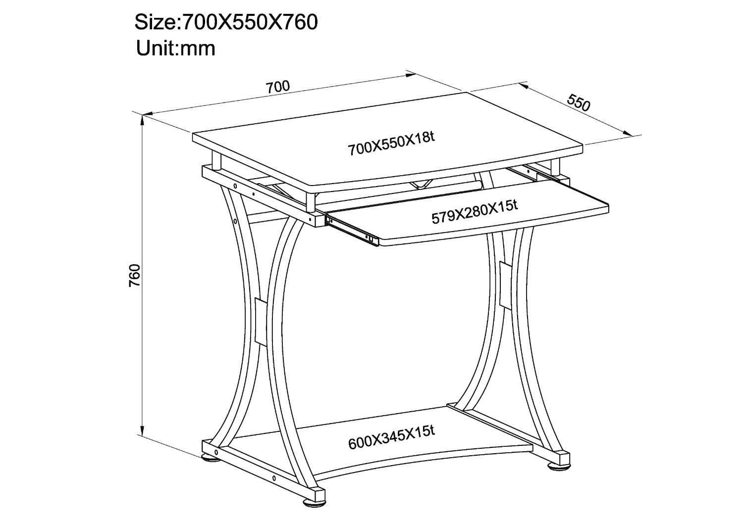 Scrivania per PC Compatta con Cassetto Estraibile, Nero Grafite - Techly ICA-TB 328BK
