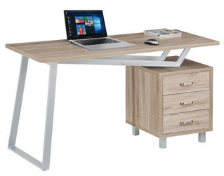Computer desk with modern design with three drawers Oak - Techly ICA-TB 3533 O