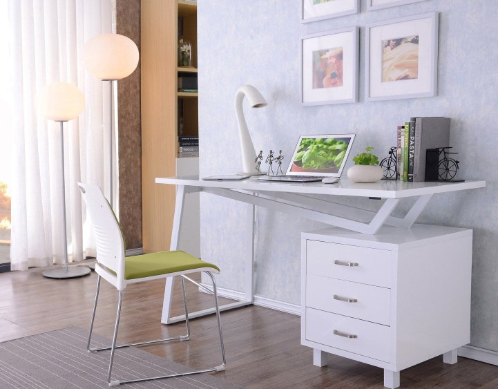 Scrivania per Computer con Tre Cassetti Bianco opaco effetto legno - Techly ICA-TB 3533W