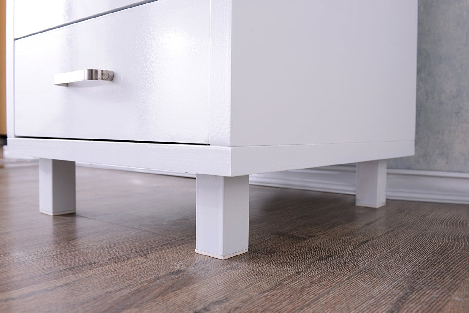 Computer Desk with Three White Opaque Drawers Wood Effect - Techly ICA-TB 3533 W