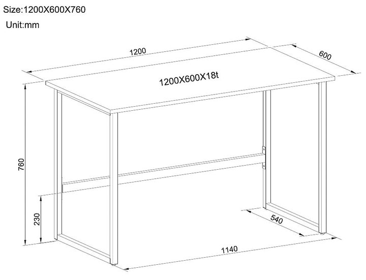 Scrivania per computer design moderno, area 1200x600 mm, colore bianco - Techly ICA-TB 3545W