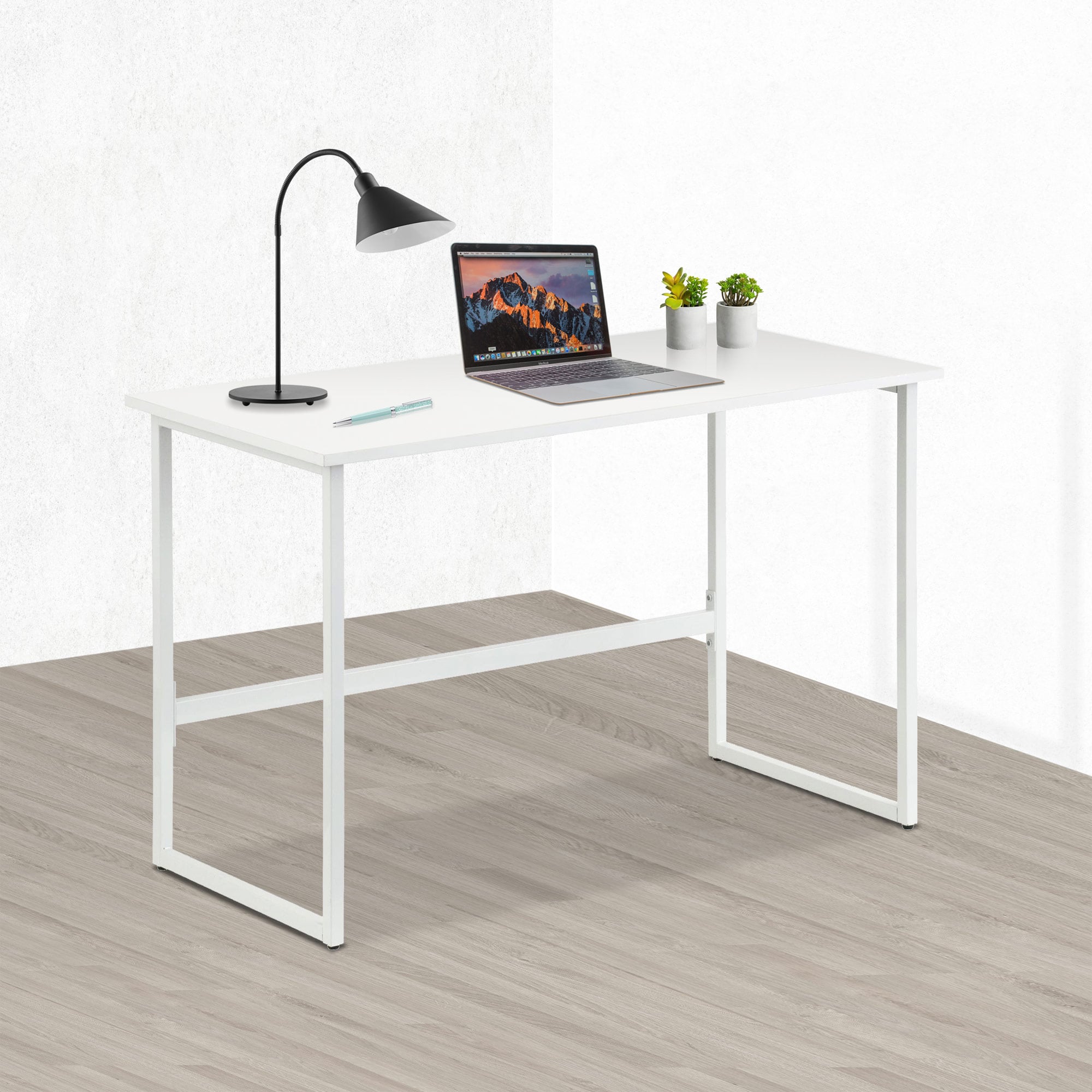 Computer Desk with Modern Design for Home and White Office - Techly ICA-TB 3545 W
