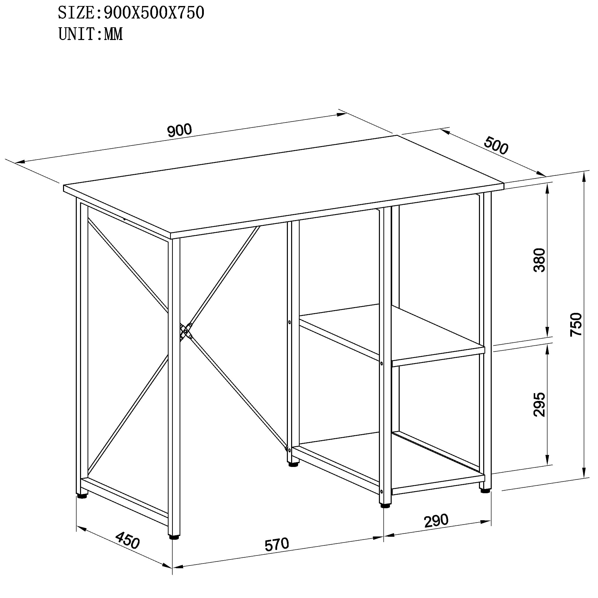 Metal Computer Desk with Clear Oak Shelf - Techly ICA-TB 3672