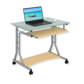 Desk for compact PC in metal and glass with wheels - Techly ICA-TB 3791 A