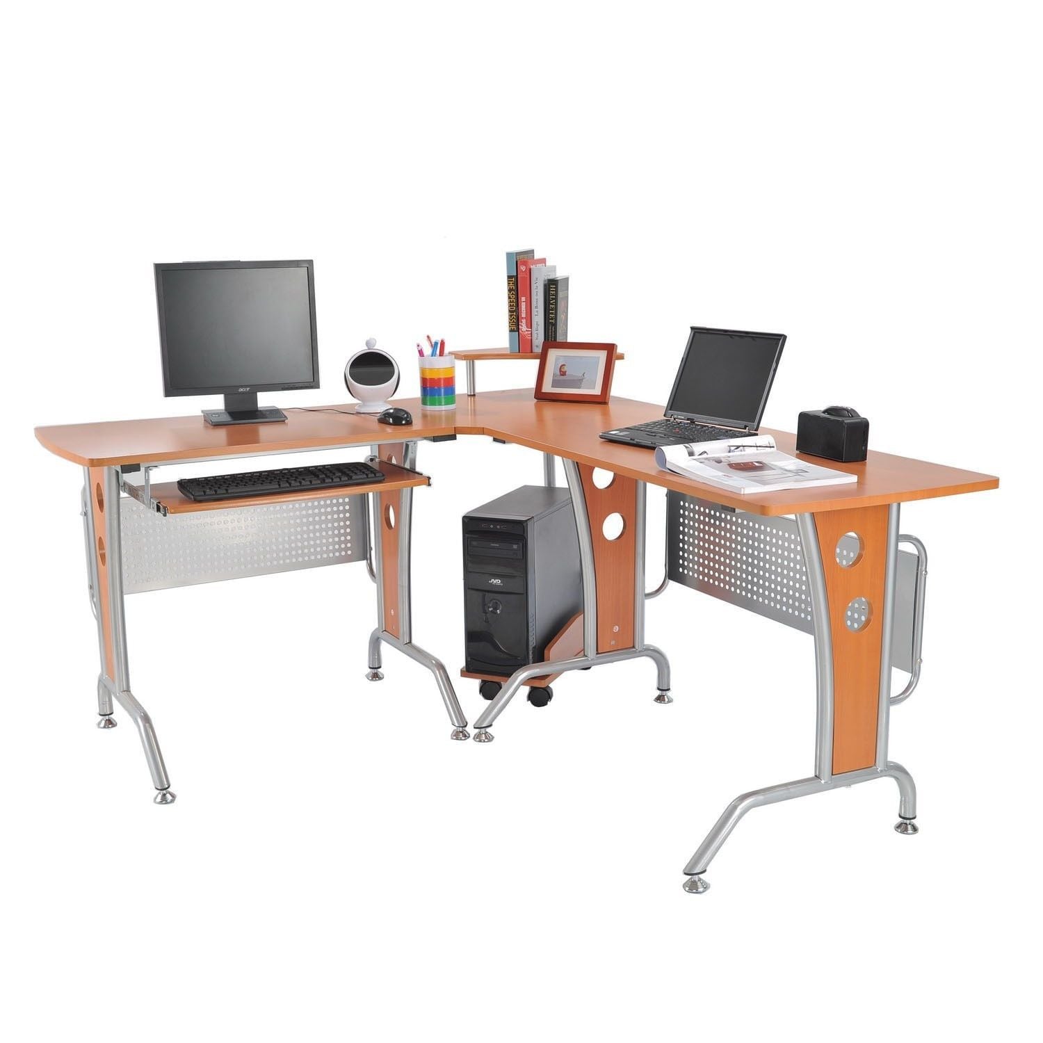 Scrivania per Computer Angolare in Ciliegio - Techly ICA-TB 3806A