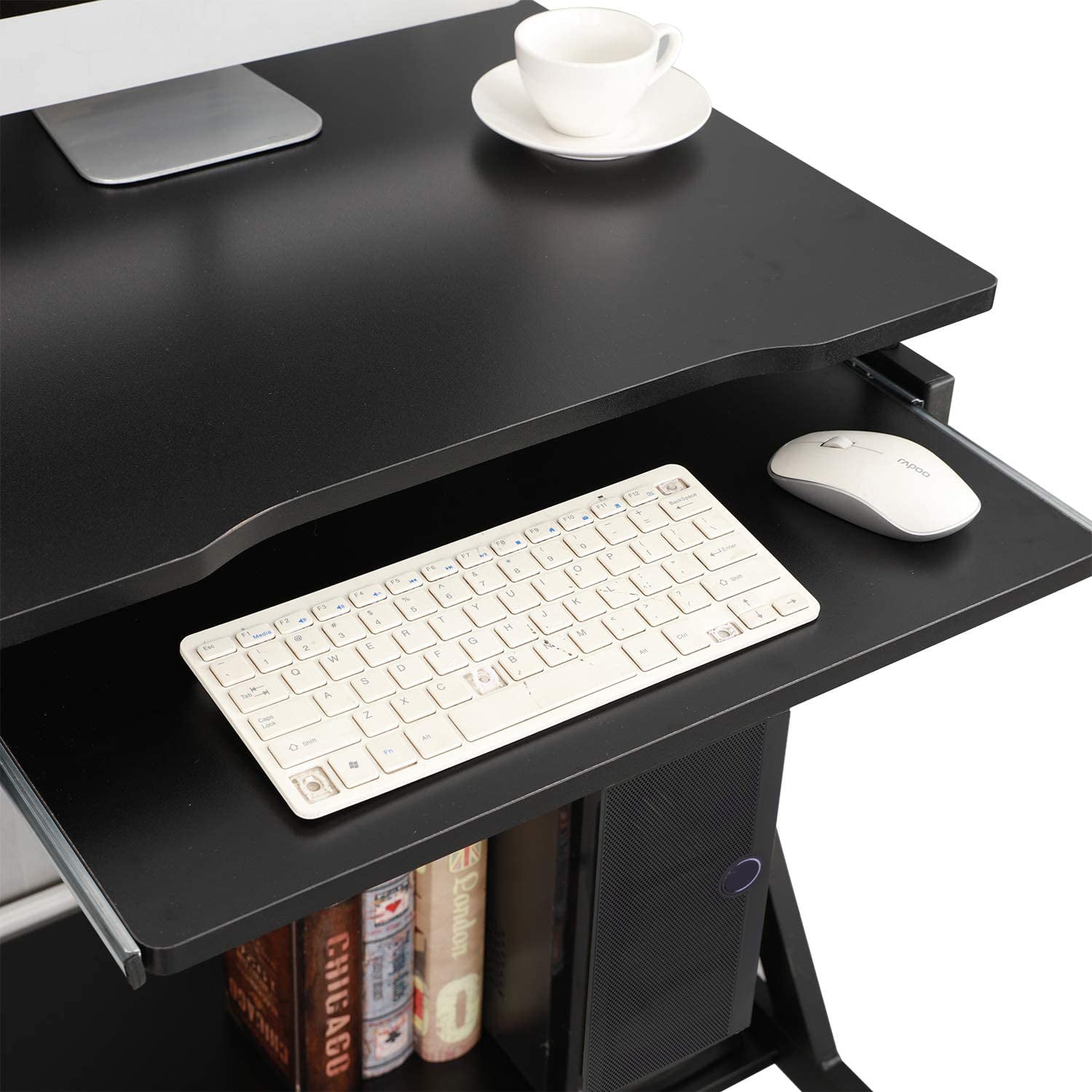 Scrivania Compatta per Computer con Ripiano Estraibile per Tastiera - Techly ICA-TB 935B
