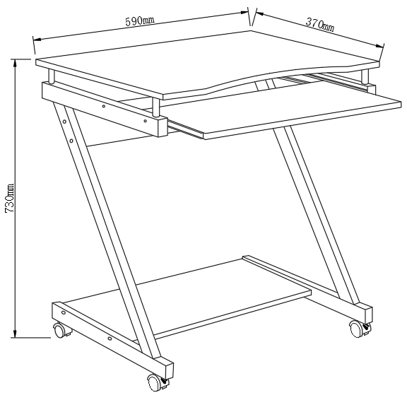 Scrivania Compatta per Computer con Ripiano Estraibile per Tastiera - Techly ICA-TB 935B