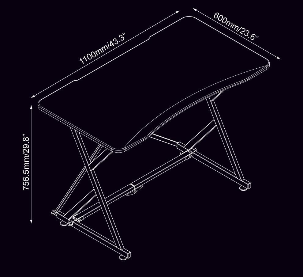 Black 110 Ergonomic Gaming Desk - Techly ICA-TB ESG 01