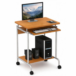 Compact mobile desk for computers with sliding keyboard shelf - Techly ICA-TB S 005