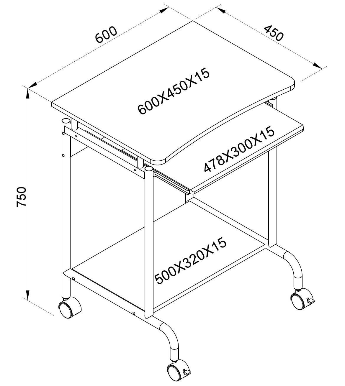 Scrivania Mobile ''Compact'' per Computer Ripiano Tastiera Scorrevole - Techly ICA-TB S005