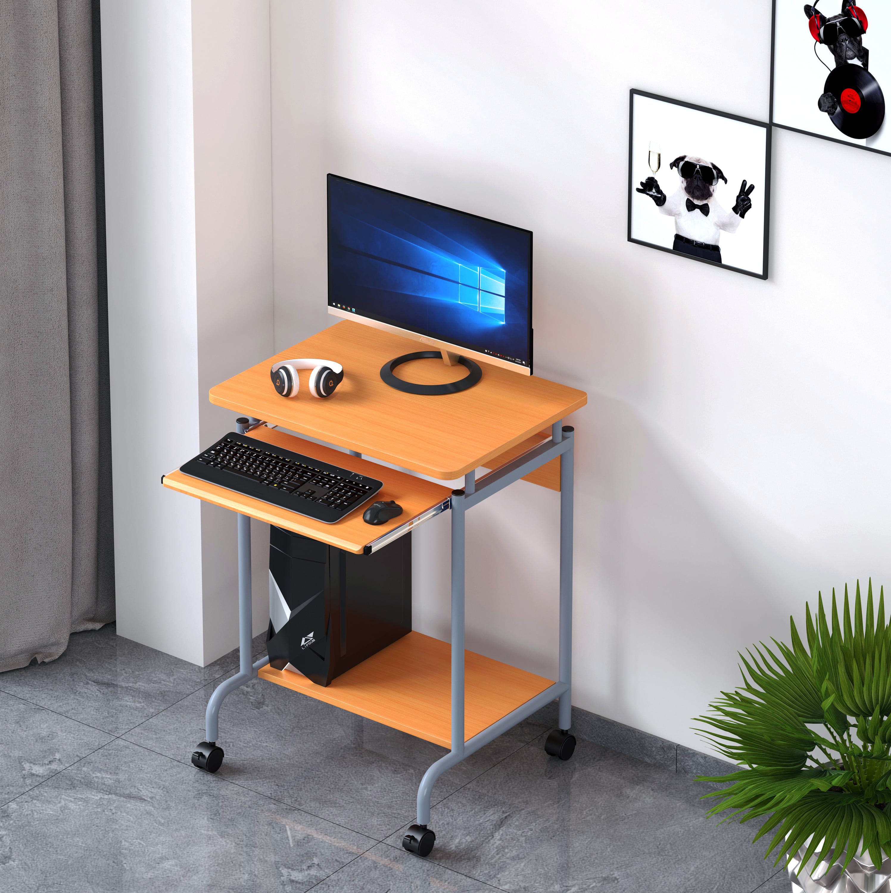 Scrivania Mobile ''Compact'' per Computer Ripiano Tastiera Scorrevole - Techly ICA-TB S005