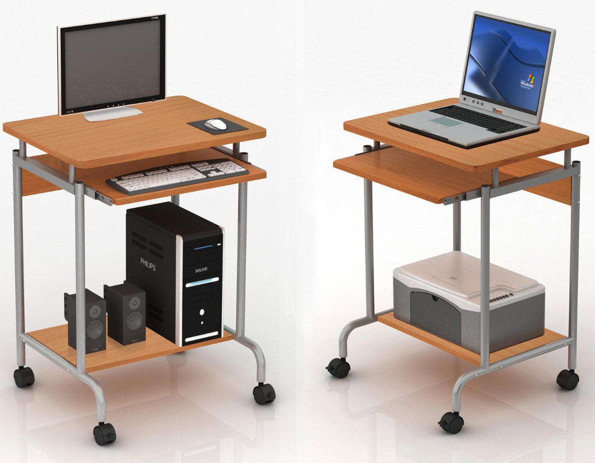Scrivania Mobile ''Compact'' per Computer Ripiano Tastiera Scorrevole - Techly ICA-TB S005