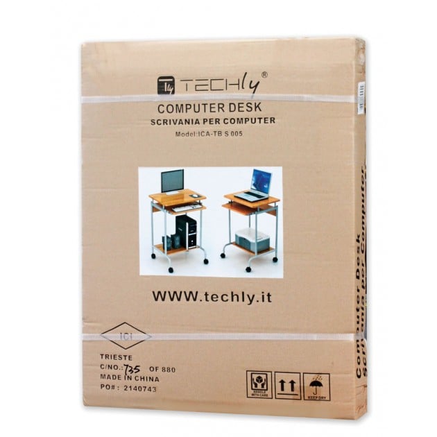 Scrivania Mobile ''Compact'' per Computer Ripiano Tastiera Scorrevole Bianco - Techly ICA-TB S005W