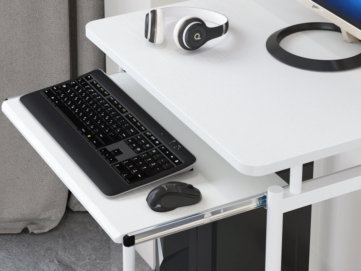 Scrivania Mobile ''Compact'' per Computer Ripiano Tastiera Scorrevole Bianco - Techly ICA-TB S005W
